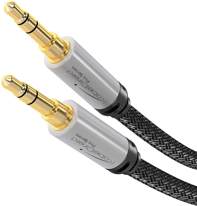 KabelDirekt Aux Cord â€“ 3.5mm Audio Cable â€“ 8ft â€“ Designed in Germany with Break-Proof Metal Plug (Headphone & aux Cable for iPhone/car/Laptop, Auxiliary Cord, 3.5mm Male to Male, Nylon) â€“ by CableDirect - Image 1
